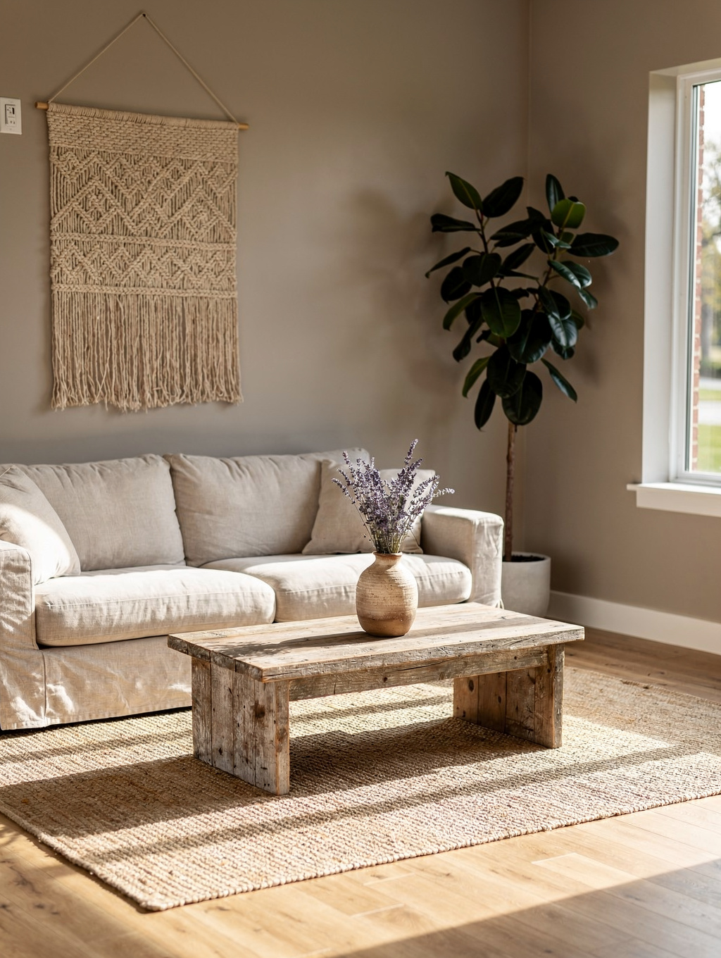 Warm, sunlit therapy room at Harmony Wellness Center with comfortable seating